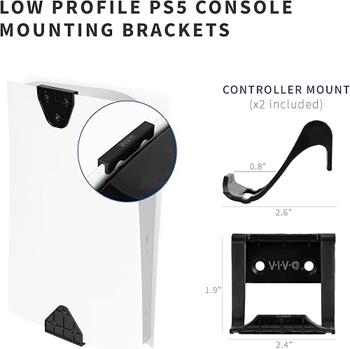 Miniatura 5 de VIVO Soporte de pared 2 en 1 y debajo del escritorio diseñado para consola de juegos PS5 Playstation 5 Standard y edición digital pantalla de pared