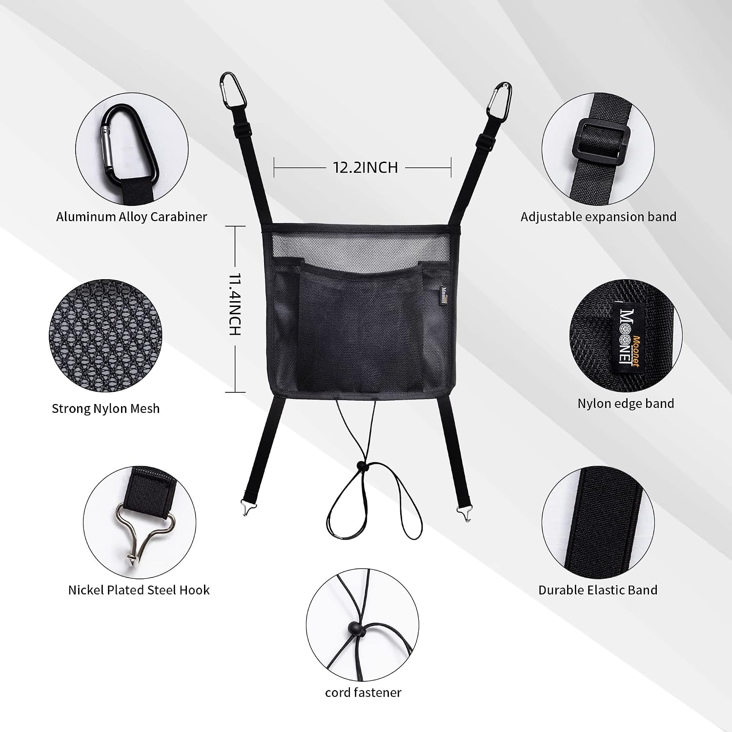 Moonet 3-Layer Car Net Mesh Organizer Between Seats, Car Net Pocket for Handbag Holder Car Purse Storage & Pocket, Back seat Net Barrier for Pet and Kids, Driver Storage Pocket, 11.4 in*12.2 in