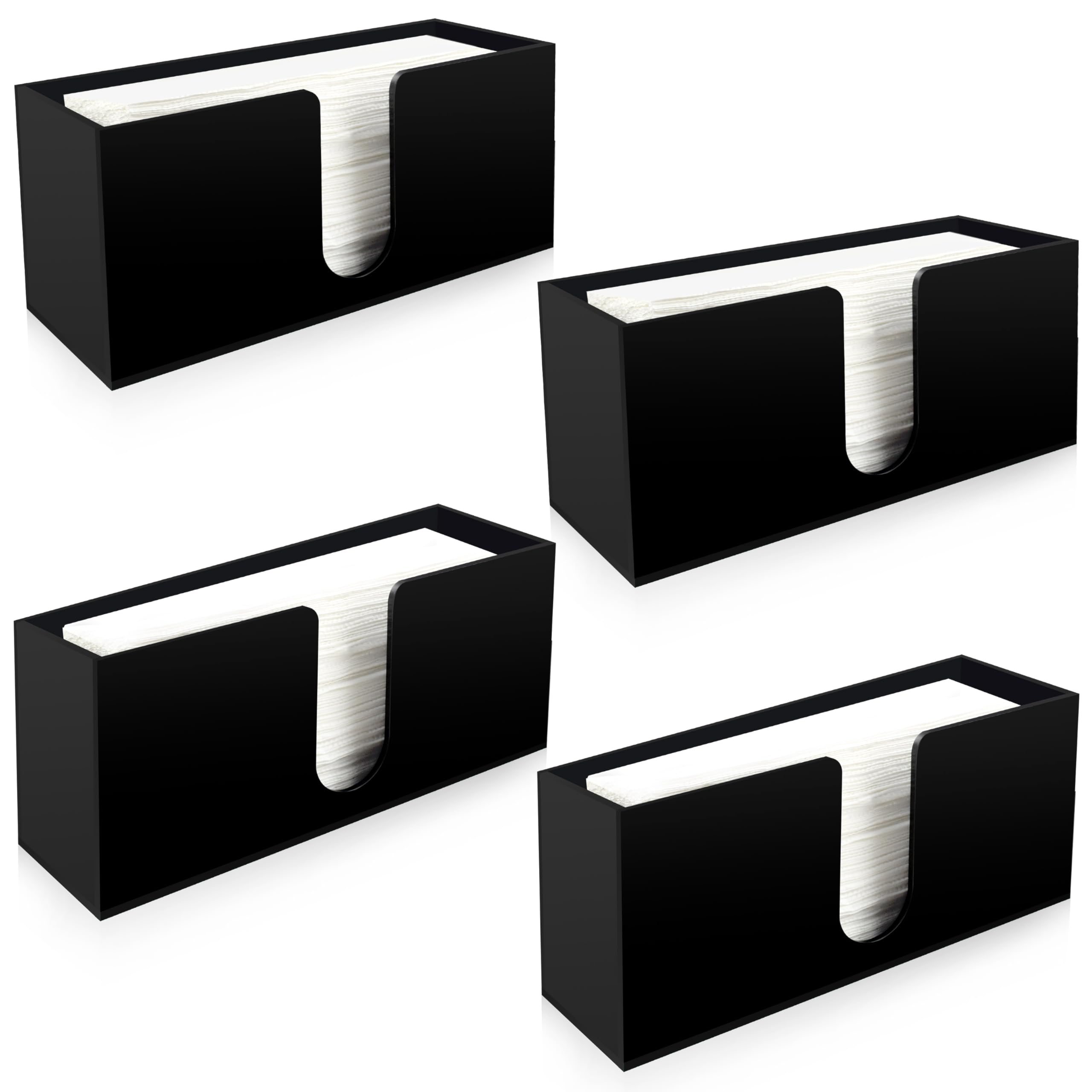 Distributeur de serviettes en papier acrylique noir – Pliage en C / Z pliable à trois volets pour salle de bain, cuisine, toilettes – Porte-serviettes en papier durable et peu encombrant (4)
