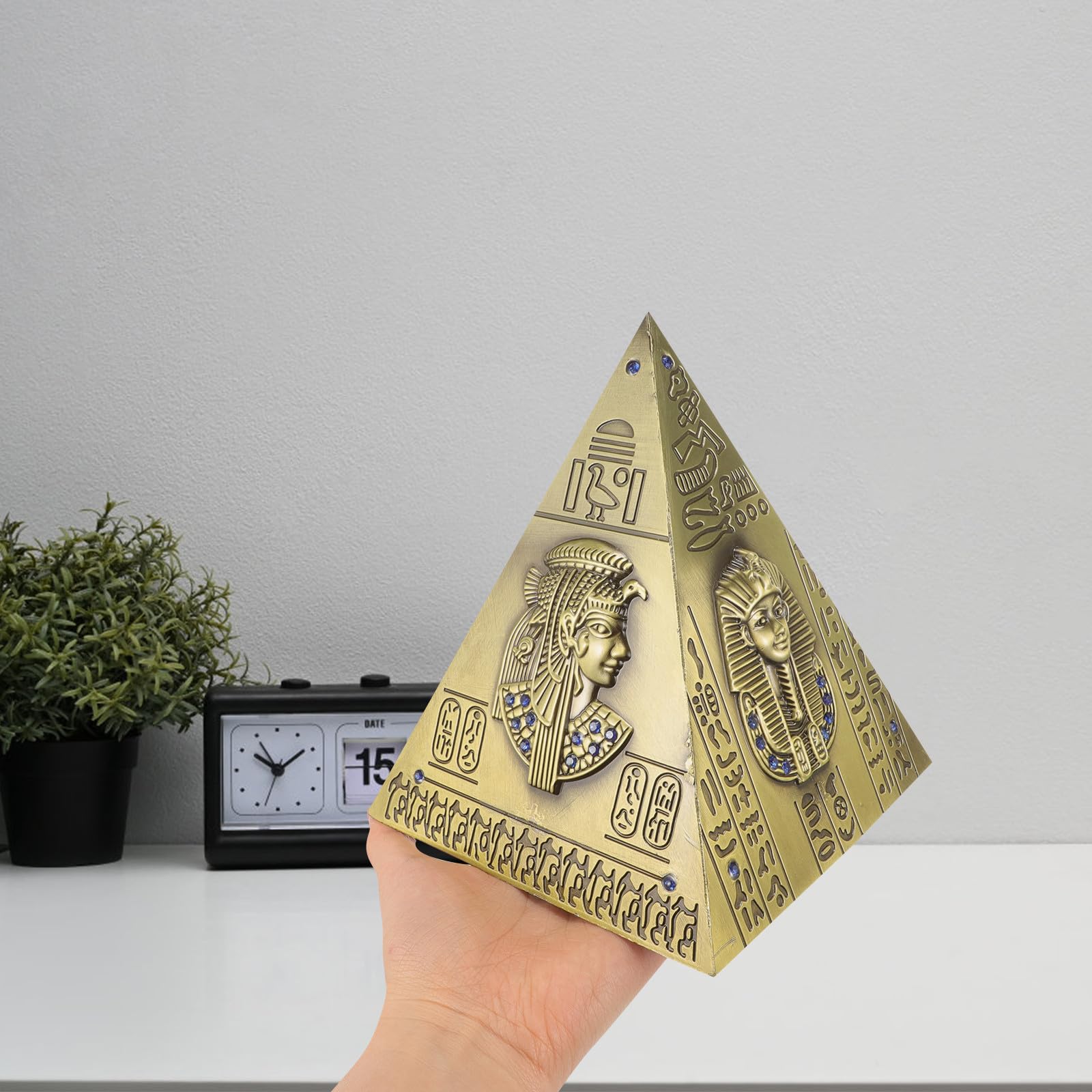 YARNOW Vintage Pyramiden Spardose aus Legierung in Ägyptischem Stil mit Praktischer Münzaufbewahrung und Kunstvollem Prächtigem Design für Heim und Schreibtischdekoration