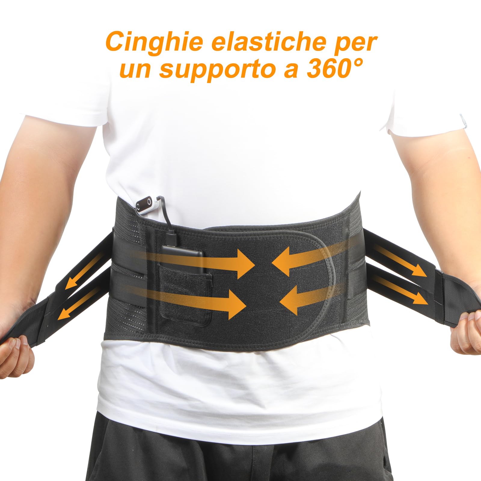 Almohadilla térmica inalámbrica para espalda, cinturón de apoyo lumbar calentado para mujeres y hombres, soporte lumbar para ciática, escoliosis, hernia discal, L