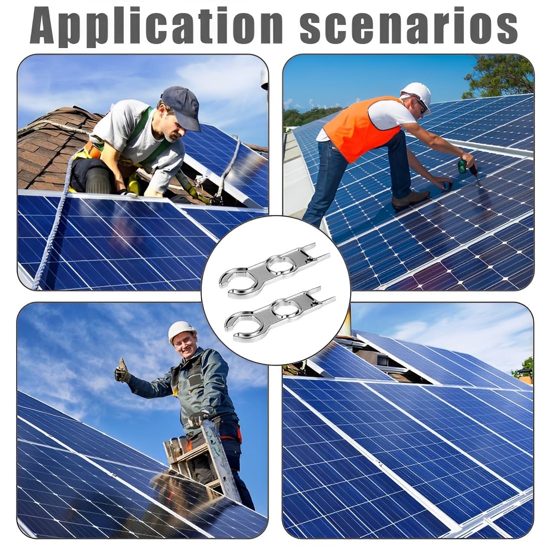SGERUFZ Set di 2 chiavi in alluminio, strumento di montaggio a spina, chiave per connettori PV, per cavo pannello solare, cavo di sistema PV e connettori