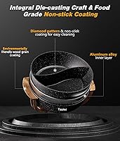 Vista 4 de Multi-Temp Electric Hot Pot with Dual Dividers, 1100W Fast Heat & Auto Safety Shut-Off, 6L Family-Size Non-Stick Pot for 4-12 People