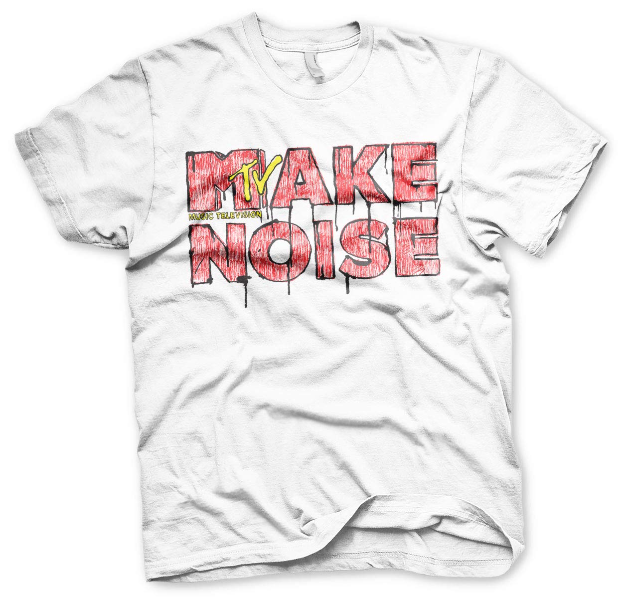 MTV Officially Licensed Make Noise Mens T-Shirt (White), M