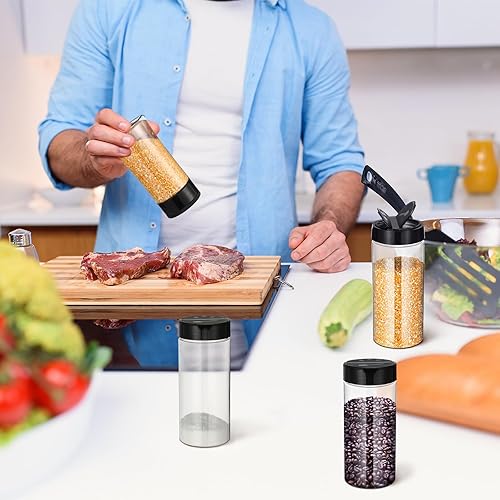 Miniatura 5 de Zhehao 24 recipientes de plástico para especias, botellas de especias de plástico, transparentes, reutilizables, grandes, vacíos con tapas