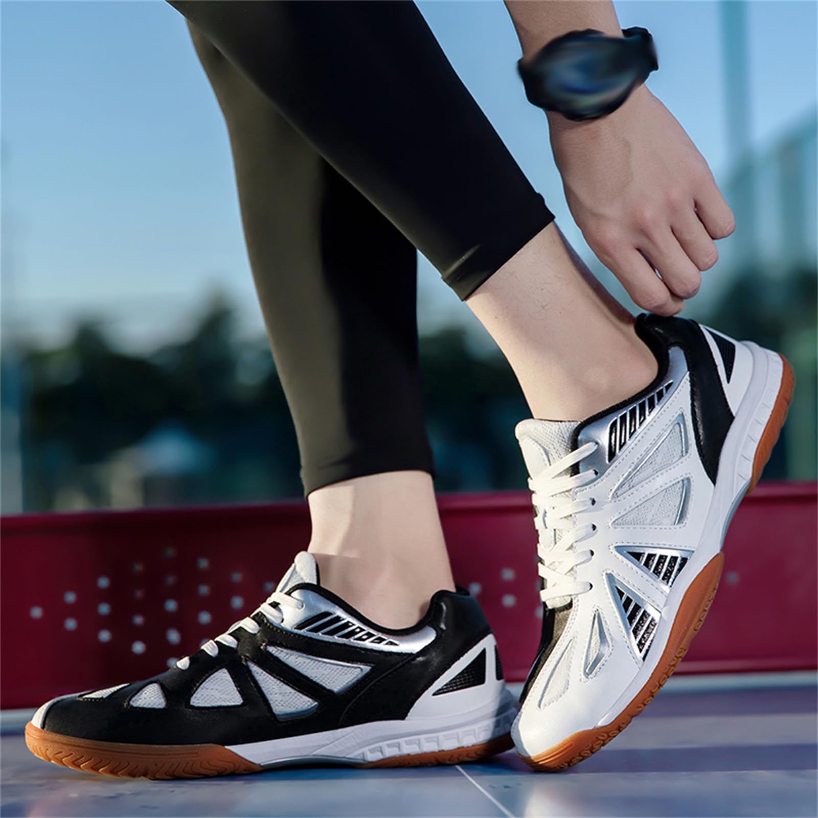 JiuQing Buty do badmintona Męskie Damskie Lekkie Buty do siatkówki Pickleball Antypoślizgowe Trampki do tenisa stołowego Squash