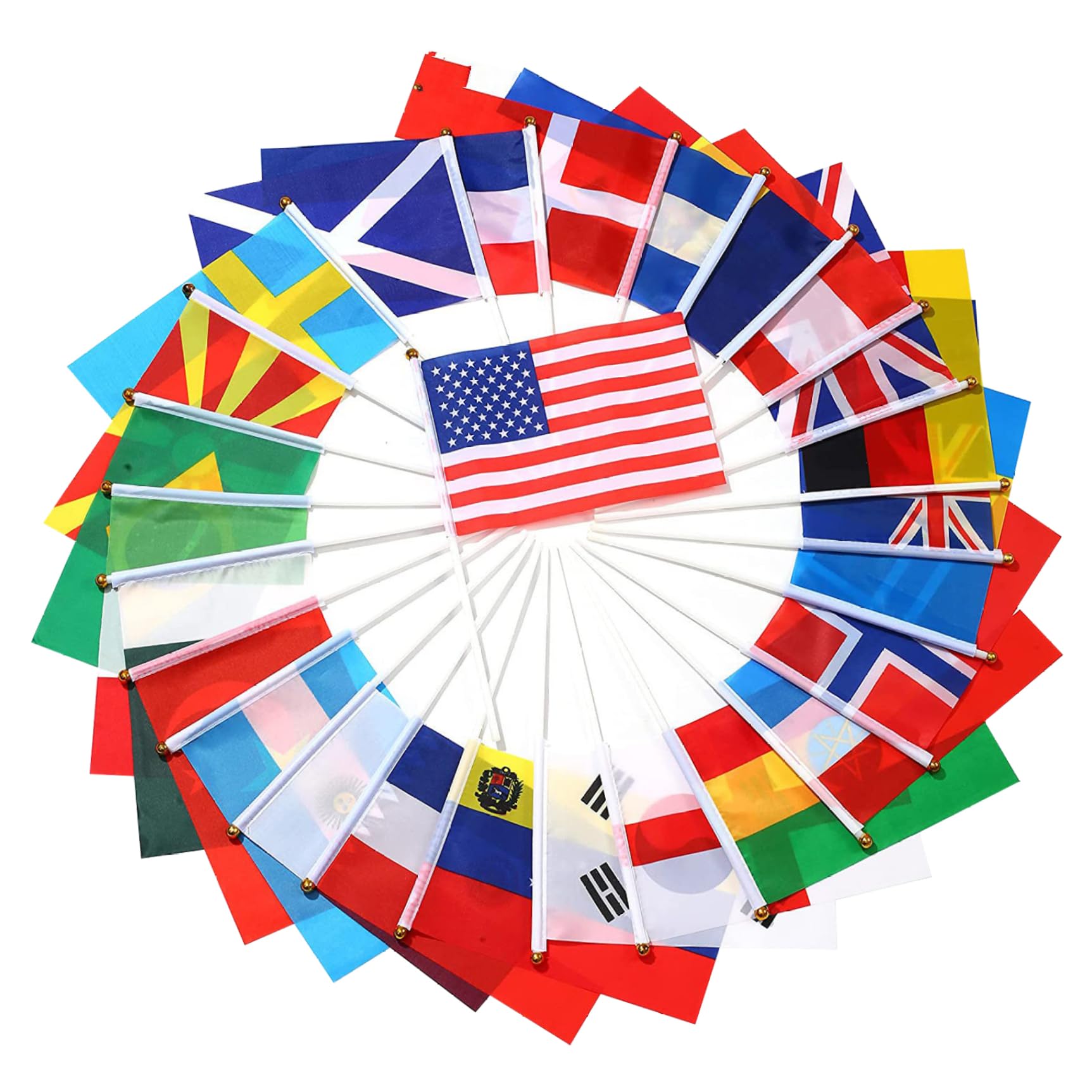 Mini drapeaux du monde sur bâtons pour animer vos événements sportifs scolaires
