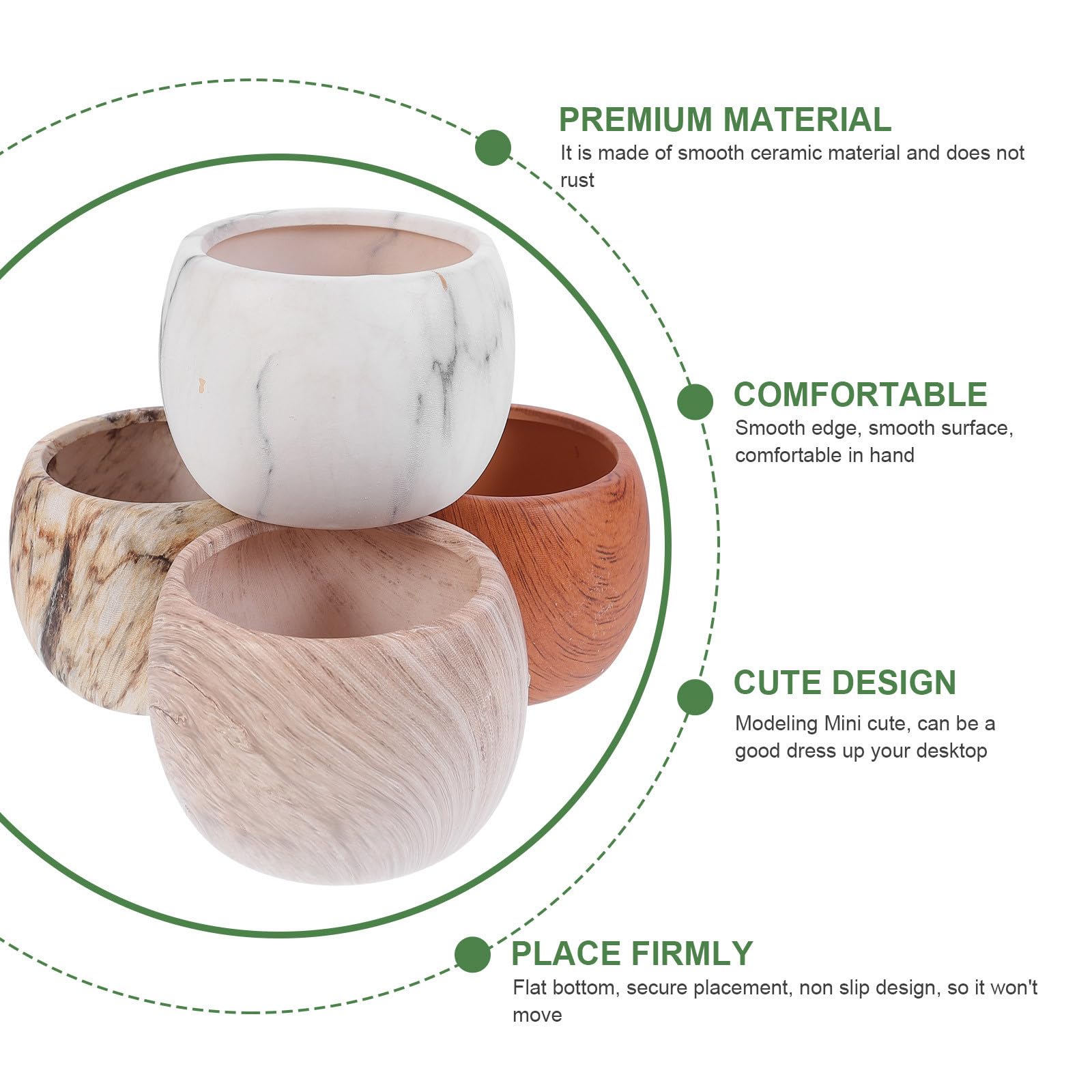 INOOMP 4 Piezas Maceta de Cerámica para Suculentas y Mini Plantas, Diseño