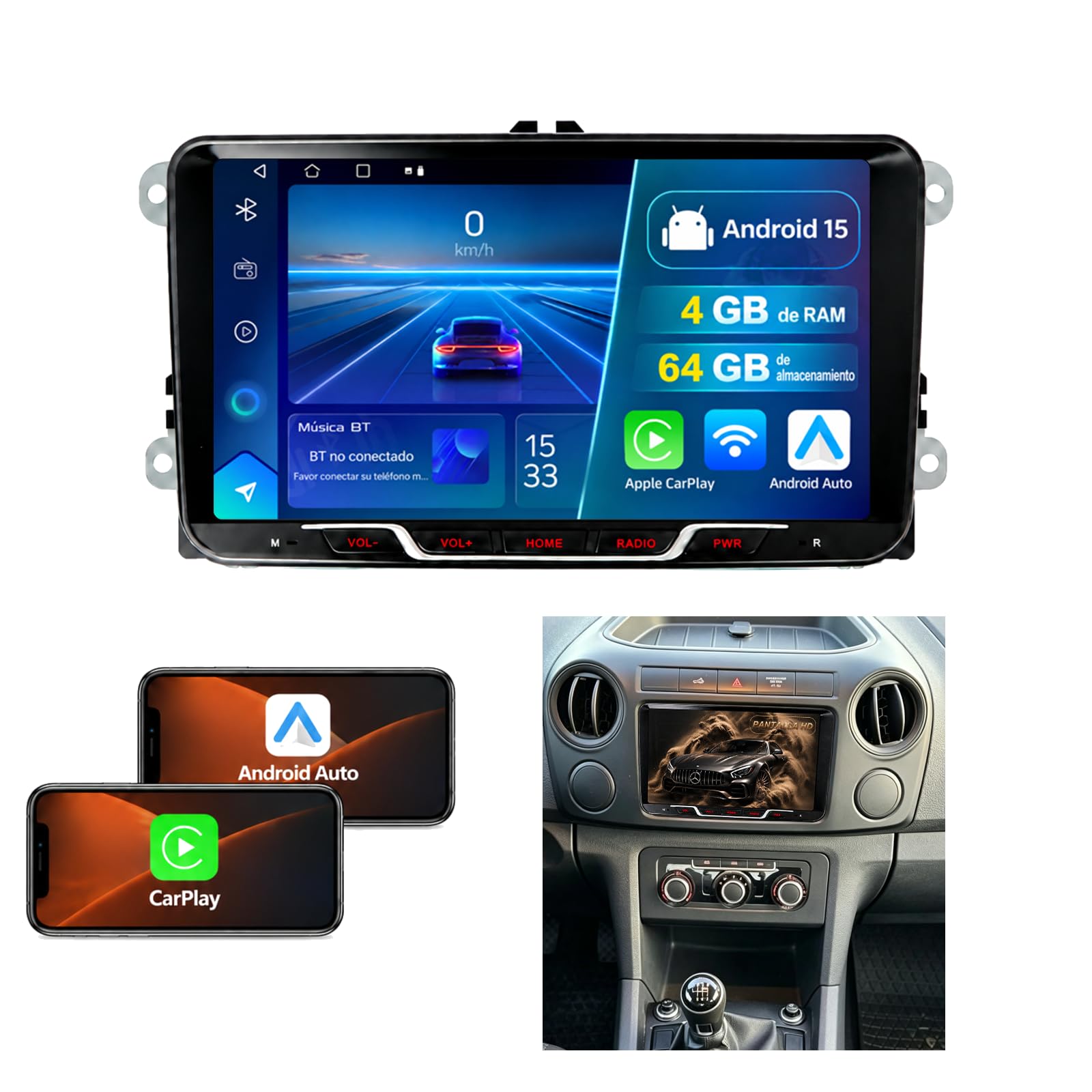 Radio Android 15 para VW Amarok 2010 – 2020, 9 Pulgadas 2 DIN, 4+64 GB