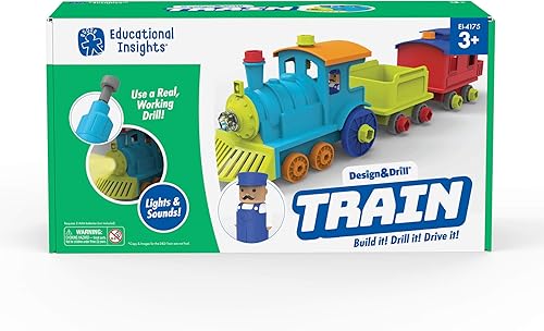 Miniatura 6 de Educational Insights Design & Drill All Aboard Train, juguete desmontable de 30 piezas con taladro eléctrico, juguete STEM, regalo para niños y