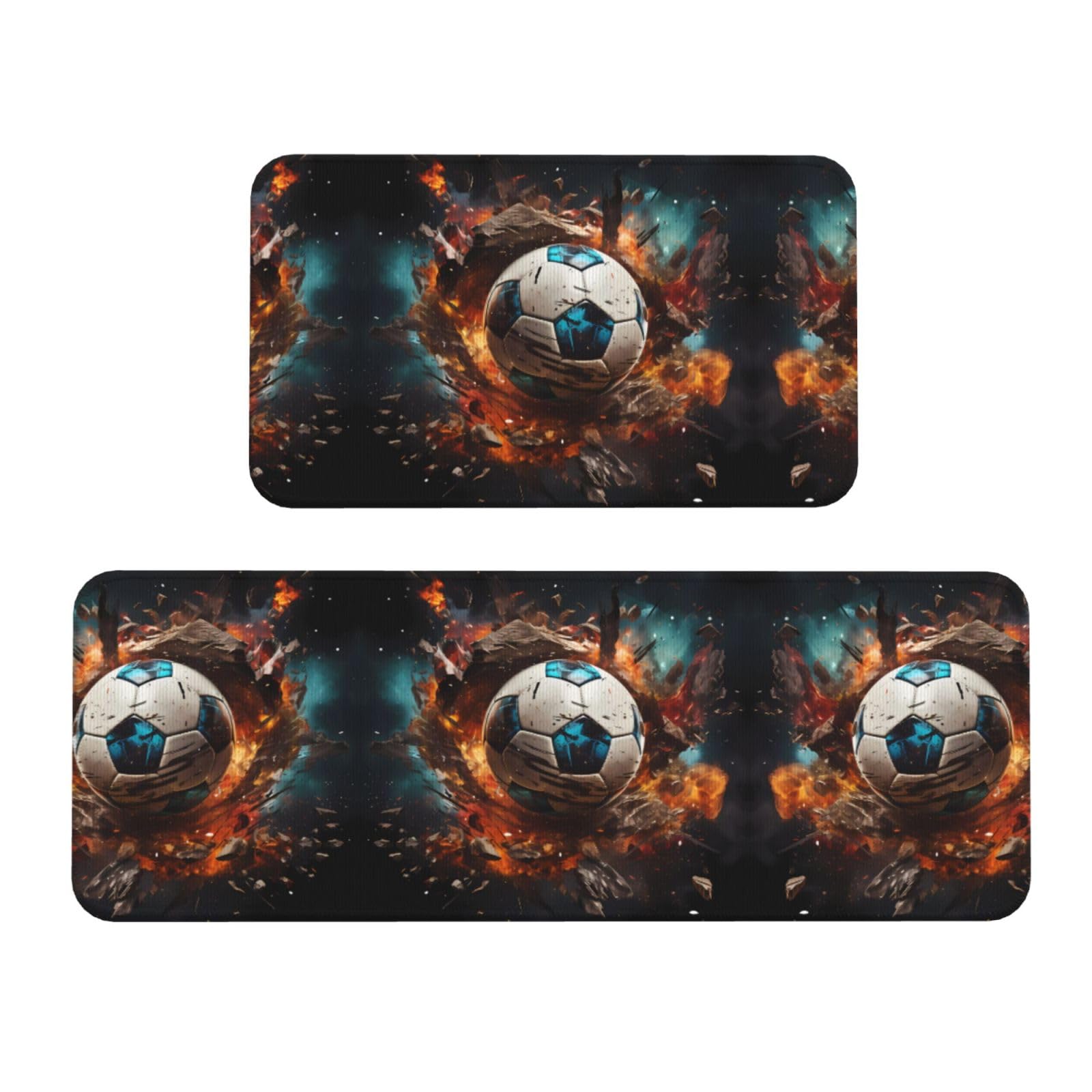 Alfombrillas de cocina antideslizantes Firecracker Soccer para evitar resbalones en el hogar
