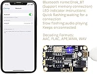 Vista 4 de DROK Placa de Bluetooth, Receptor de Audio de 12V, Módulo de Bluetooth DC 5V-12V, Electrónica Portátil, Circuito de Recepción de Música Estéreo