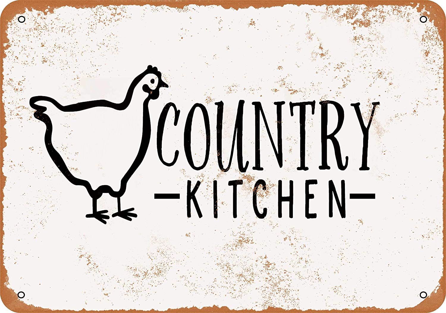 Country Kitchen with Chicken Vintage Look Novelty Metal Sign for Home 8 x 12 Tin Sign Man Cave