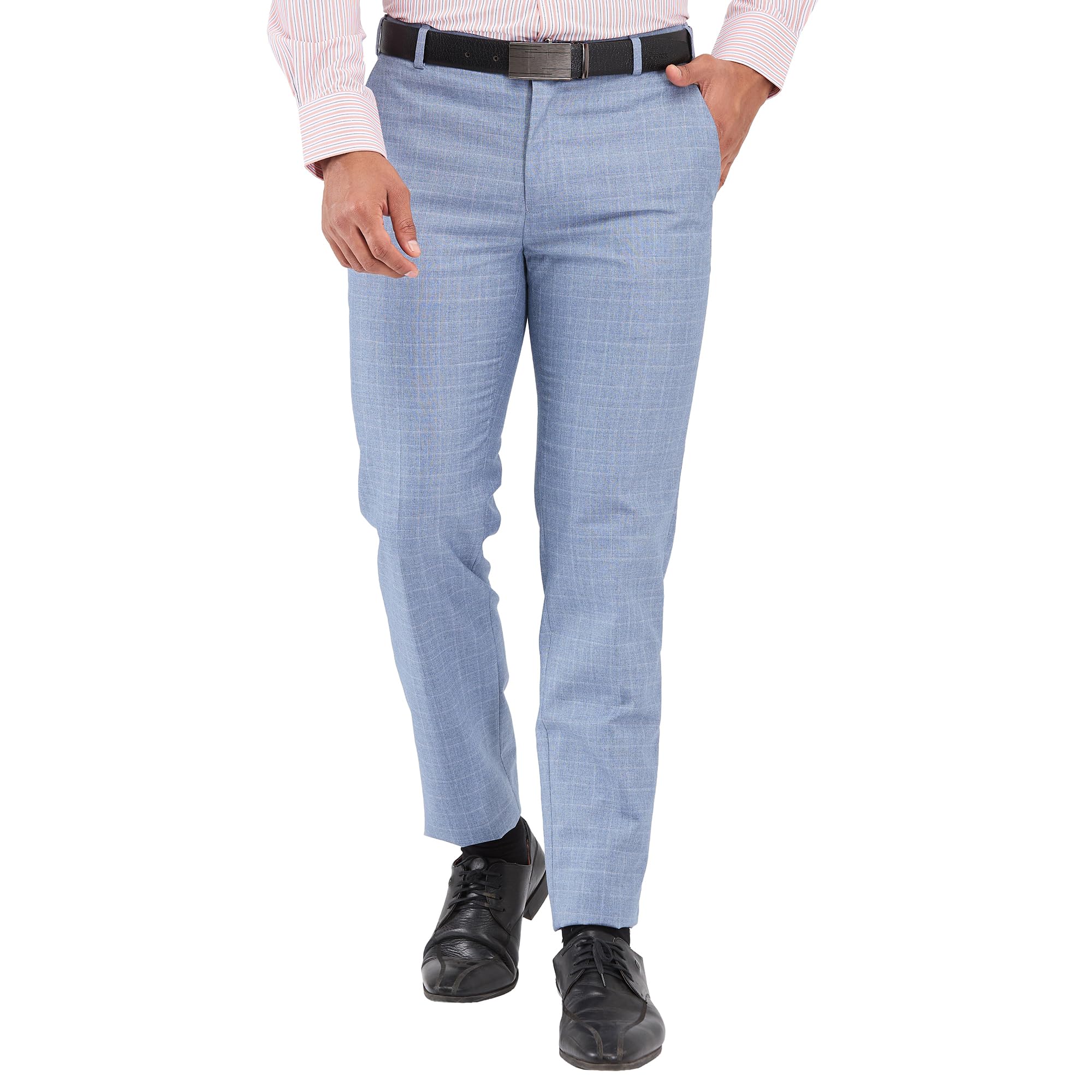 raymond Men's Slim Fit Checks Pattern Poly Viscose Blend Formal Trouser-picture-48