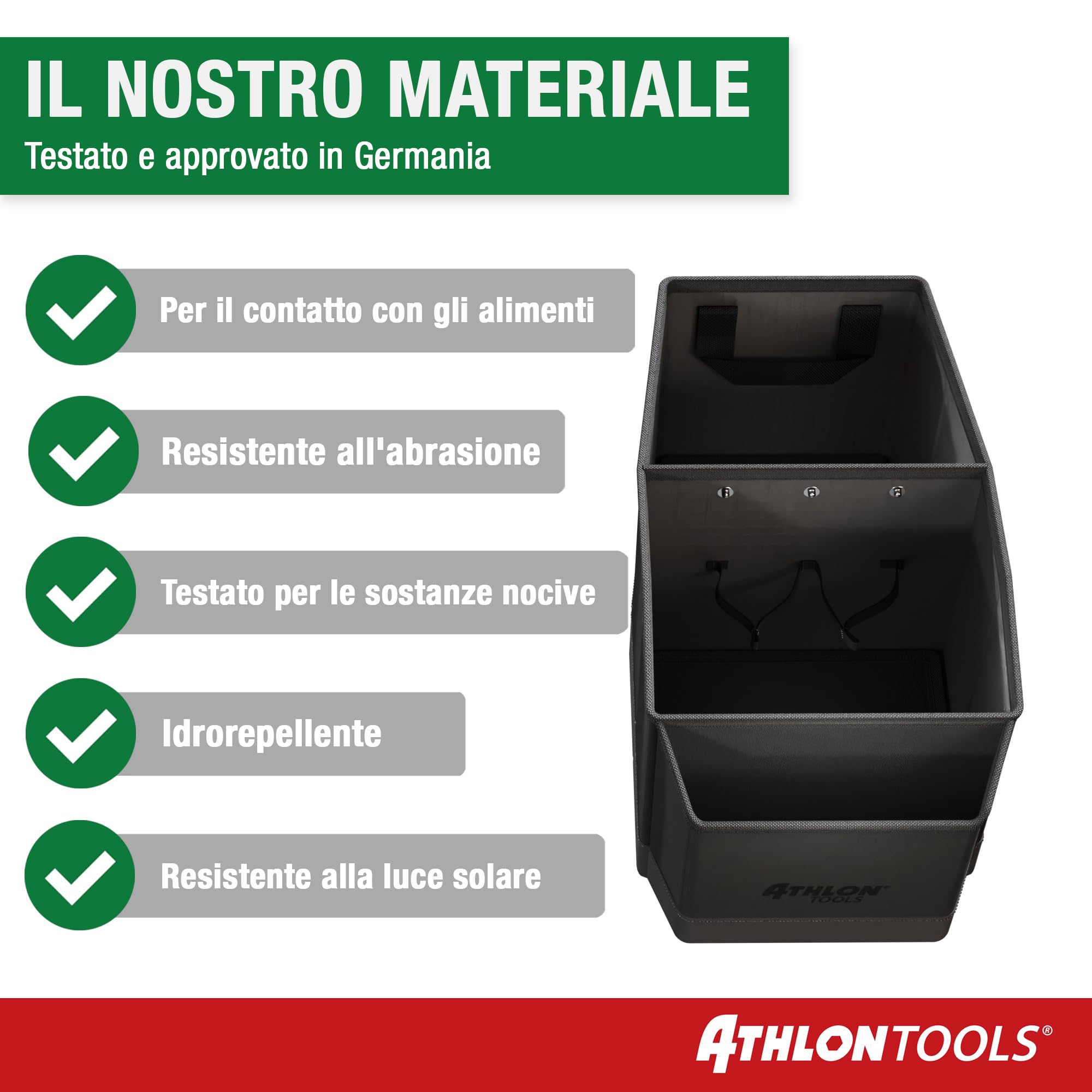 ATHLON TOOLS Organizer Premium per console centrale con coperchio – versatile – scatola per auto – contenitore intelligente con chiusura magnetica – facile da pulire – viaggio ordinato e confortevole