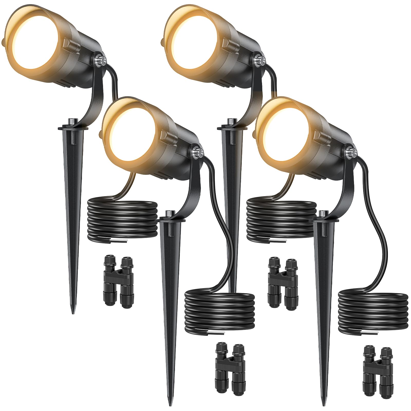 HIBOITEC 12W Spot Jardin avec Connecteur de Câble, IP65 Étanche