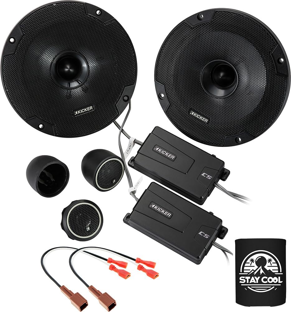 KICKER Speakers 6.5 inch for Nissan Altima 2002-2018 Upgrade Kit - Pair of CS Series with Harness, Component 6 1/2 Car Audio Front Door Speaker CSS65, 46CSS654