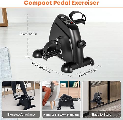 Miniatura 5 de Mini Exercise Bike, AGM Under Desk Bike Pedal Exerciser Foot Cycle Arm & Leg Pedal Exerciser with LCD Screen Displays