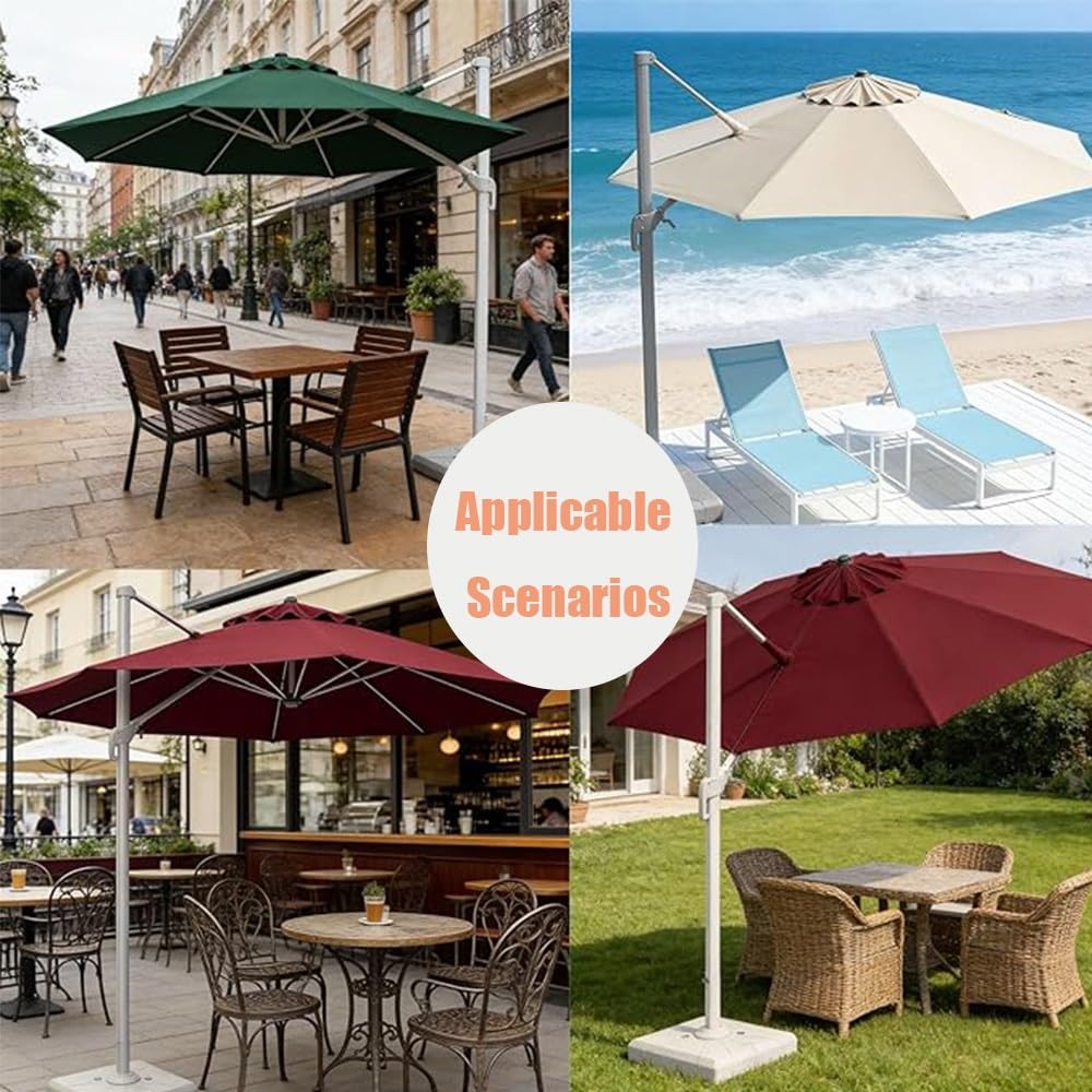 3.0m 3.35m 3.5m Auvent De Remplacement Parasol Déporté 8 Baleines Toile De Rechange Rond Bâche Pour Parasol En Polyester, Housse De Rechange Parapluie(Grey,350cm/11.5ft)