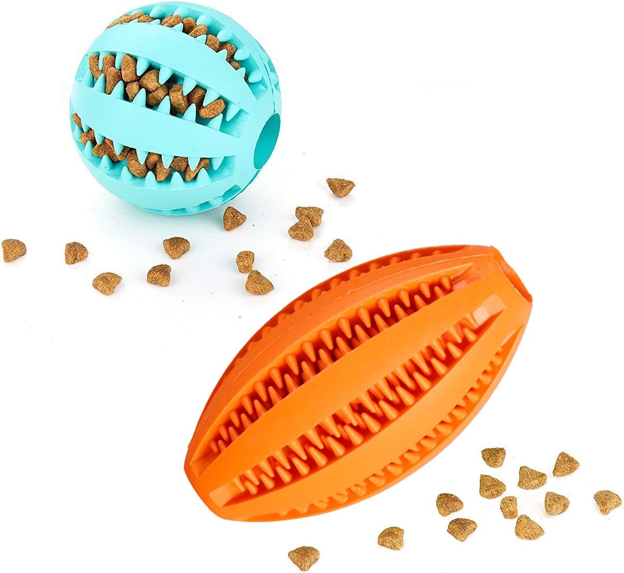 Saebye Dog Balls - Football Dog Toy - Dog Puzzle Toys - Nontoxic Bite Resistant Rubber Dog Toy Ball Teeth Clean, IQ Training, Exercise, Game