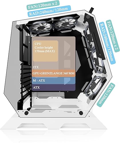 Miniatura 4 de KEDIERS Funda para PC - ATX Tower Funda de vidrio templado para computadora de juegos con 7 ventiladores RGB