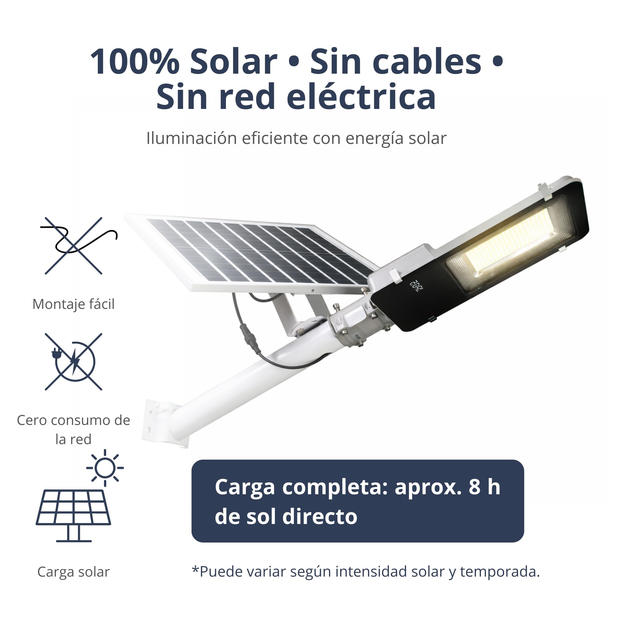 Jandei - Farola Solar Exterior 4000 Lúmenes, Impermeable IP65, Panel Solar y Mando a Distancia, Luz Blanca Fría 6000K, Ideal para Jardín, Patio, Camino y Muro