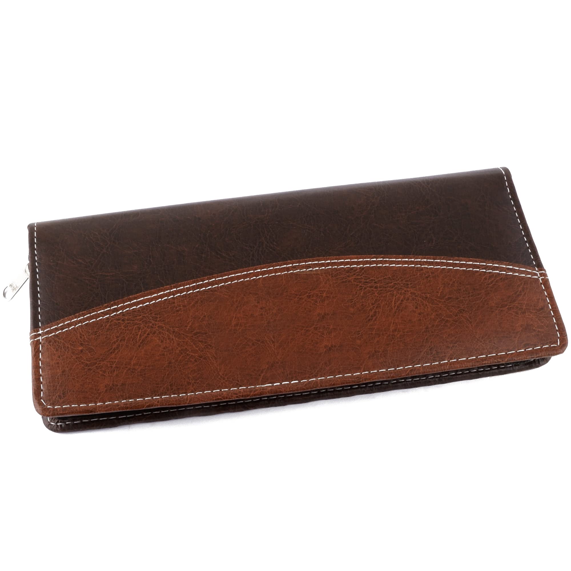 Asraw PU Faux Leather Expanding and Multiple Cheque Book for Cards, Passbook & Chequebook - Chequebook Cover, Passbook Cover, Documents Holder for Office & Home Use (Brown)
