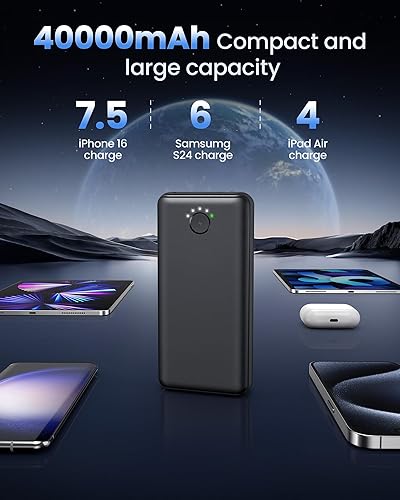 Miniatura 3 de Cargador portátil Power Bank 40000mah, USB C carga rápida 22.5 W batería externa cargador de teléfono carga rápida con 3 salidas y 2 entradas para