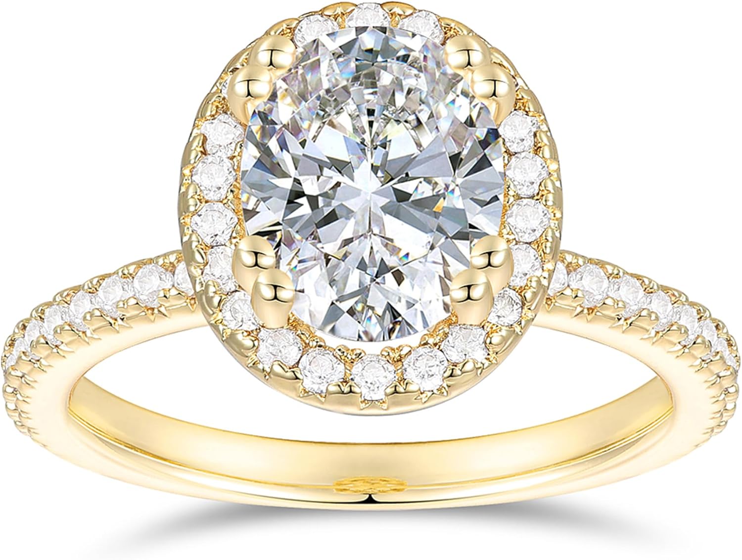 14K White Gold 2 Carat Oval Cut Moissanite Engagement Ring 14K Gold Halo Moissanite Rings 2CT Oval Cut Engagement Ring for Women