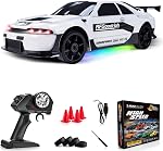 RC Drift Car 1:24 Remote Control Car 4WD 15KM/H High Speed Racing Sport Car with LED Lights RC Cars Toy Cars for Kids Boys Girls Adults Gifts Birthday Christmas Rechargeable Batteries (Red)