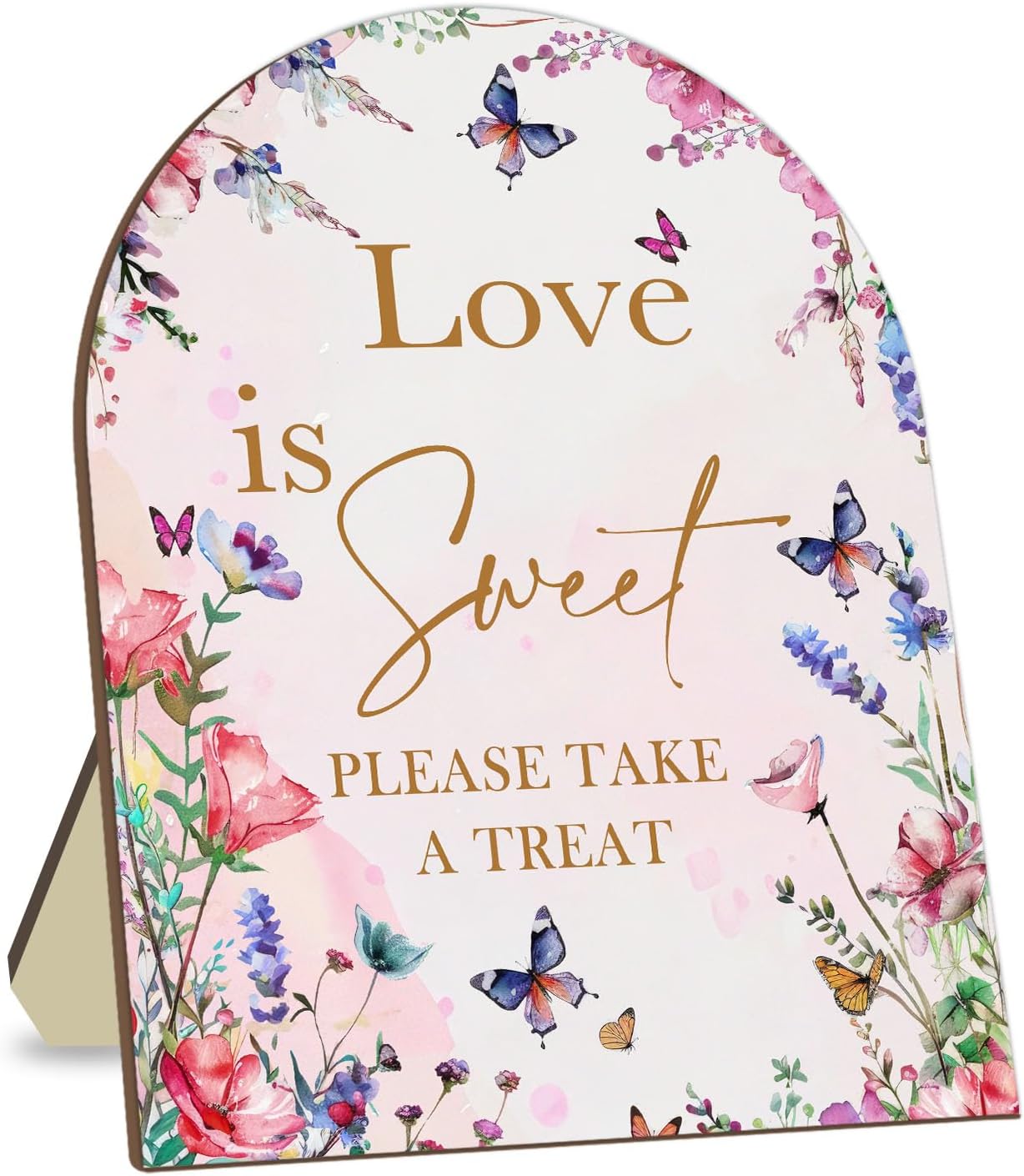 Love is Sweet Sign for Dessert Table, Floral Butterfly Decor Bridal Shower Sign, Wedding Sign Bridal Shower Favors for Guests, Love is Sweet Please Take A Treat Sign 9 * 11IN