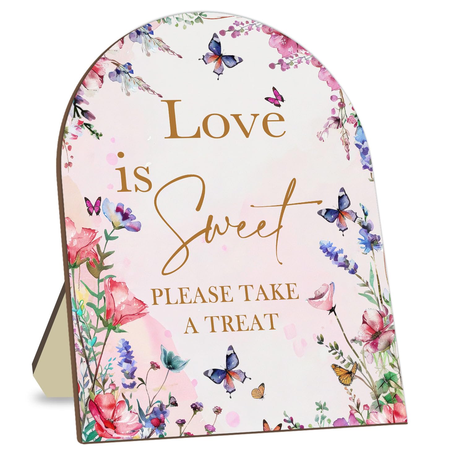 Love is Sweet Sign for Dessert Table, Floral Butterfly Decor Bridal Shower Sign, Wedding Sign Bridal Shower Favors for Guests, Love is Sweet Please Take A Treat Sign 9 * 11IN