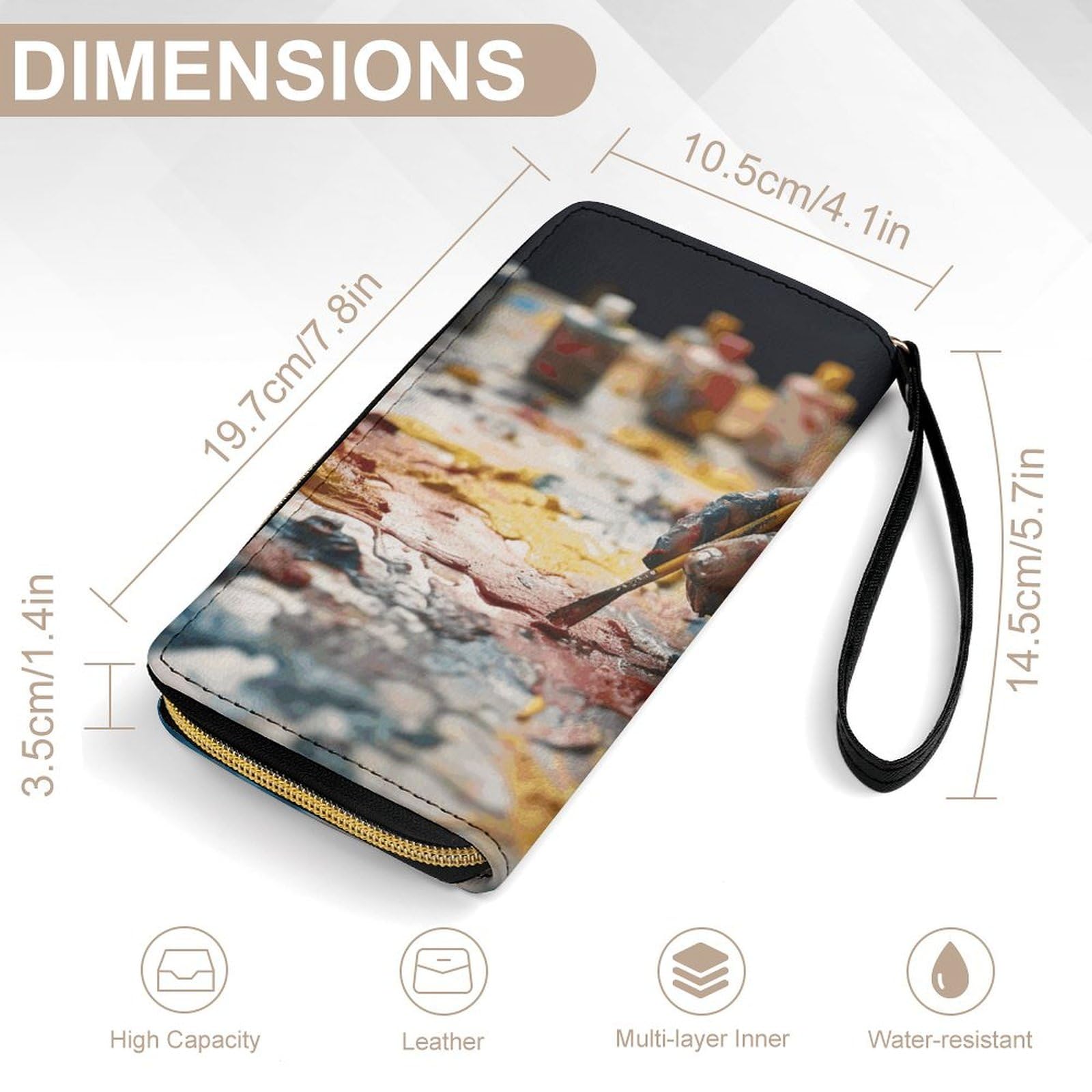 QMNLKH Stylish And Durable Painting with Colored Paints Printed Leather Wallet: A Must-have Storage Bag for The Holidays, Suitable for Storing ID Cards, Various Cards And Change