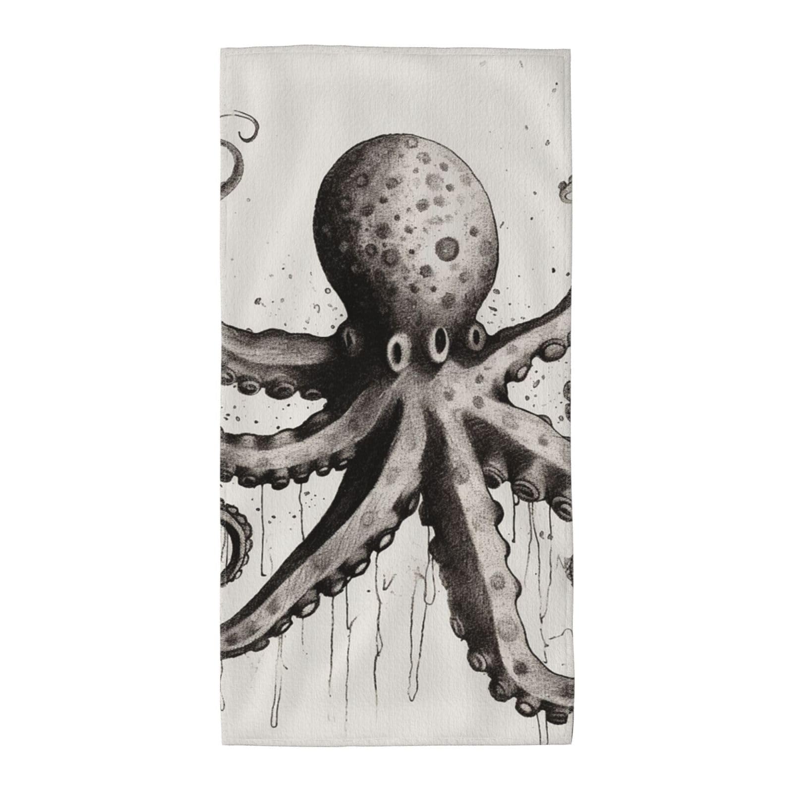 FodPand Microfiber Hand Towels for Bathroom, Soft Absorbent Decorative Face Towel Octopus Guest Bath Towel 12"X24" Kitchen Dish Towel for Bathroom Kitchen Hotel Gym Spa Towels