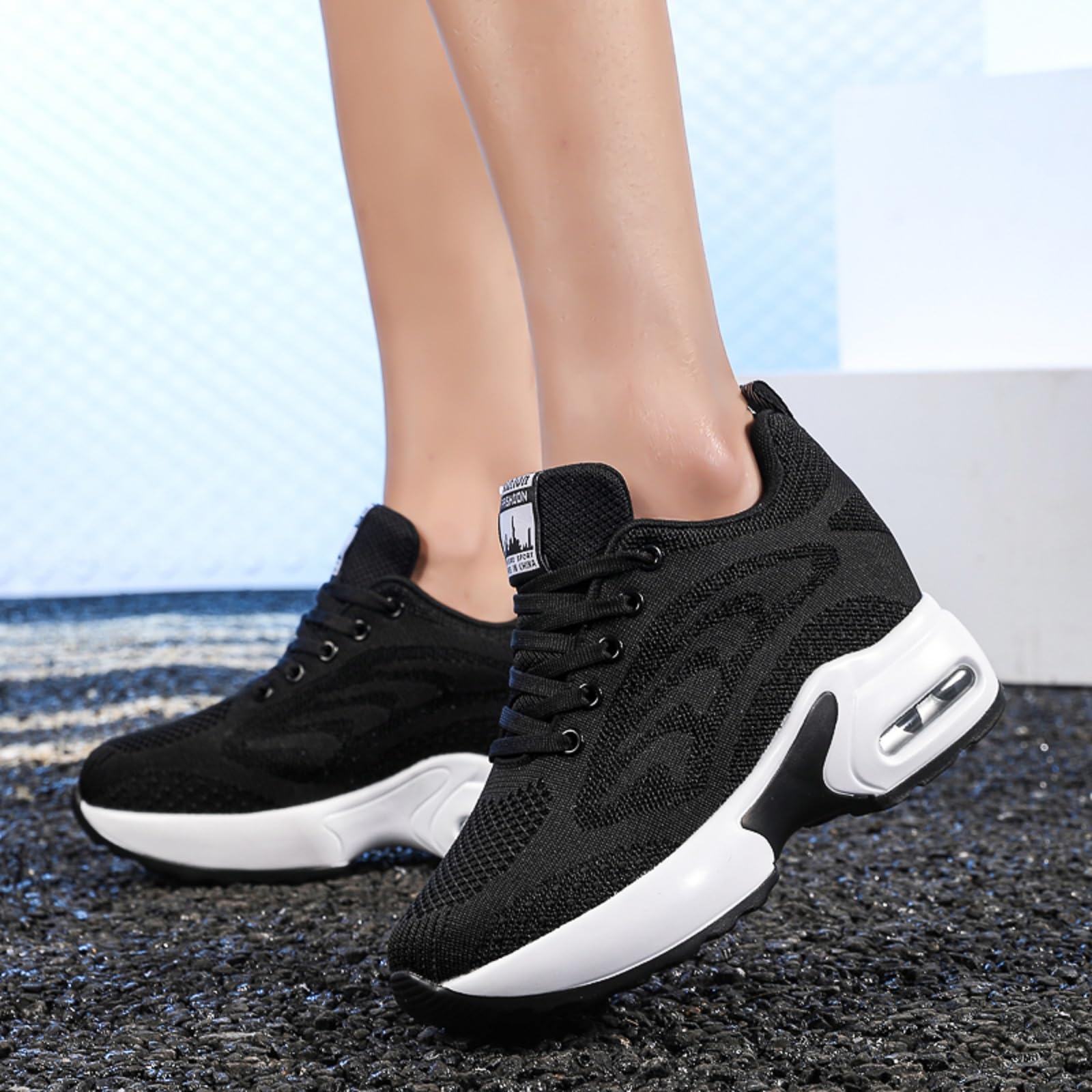 AONEGOLD Sneakers Donna Zeppa Scarpe da Ginnastica Sportive Running Fitness Casual Tacco Zeppa 8.5 CM