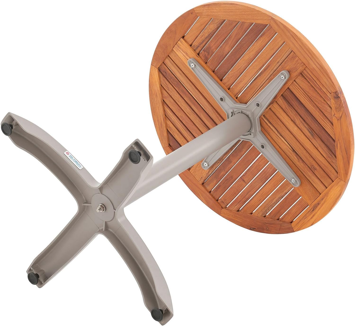 Global Industrial 27-1/2" Round Outdoor Teakwood Café Table, Tan