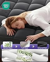 Vista 5 de ChiXpace Cubrecolchón de espuma viscoelástica de doble capa de 5 pulgadas, tamaño matrimonial, almohadilla de colchón de 3 pulgadas y espuma Negro