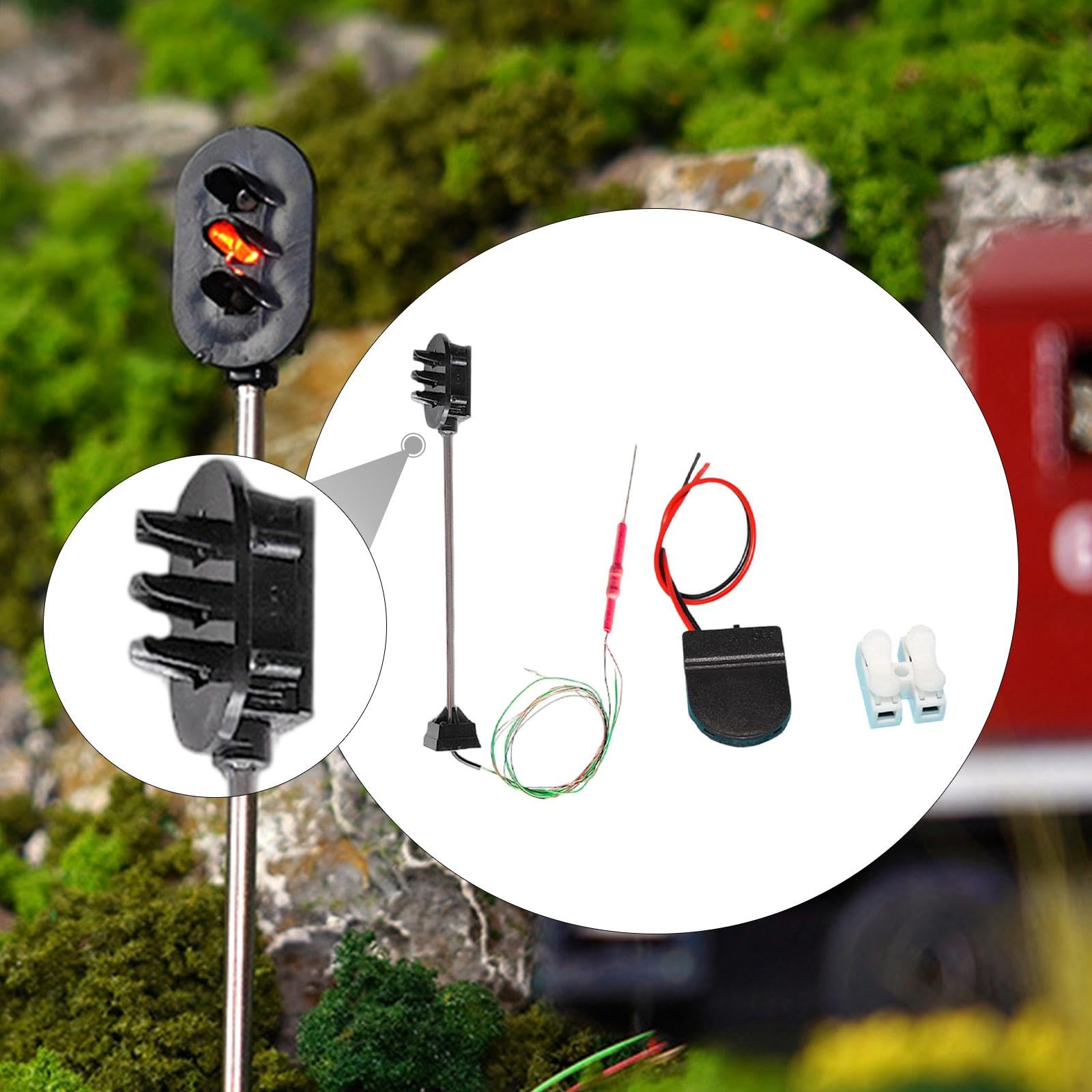 HAPINARY - Lot De 3 Mini-feux De Signalisation Lumineux Pour Trains Miniatures - Accessoires Décoratifs Pour Réseaux Ferrés