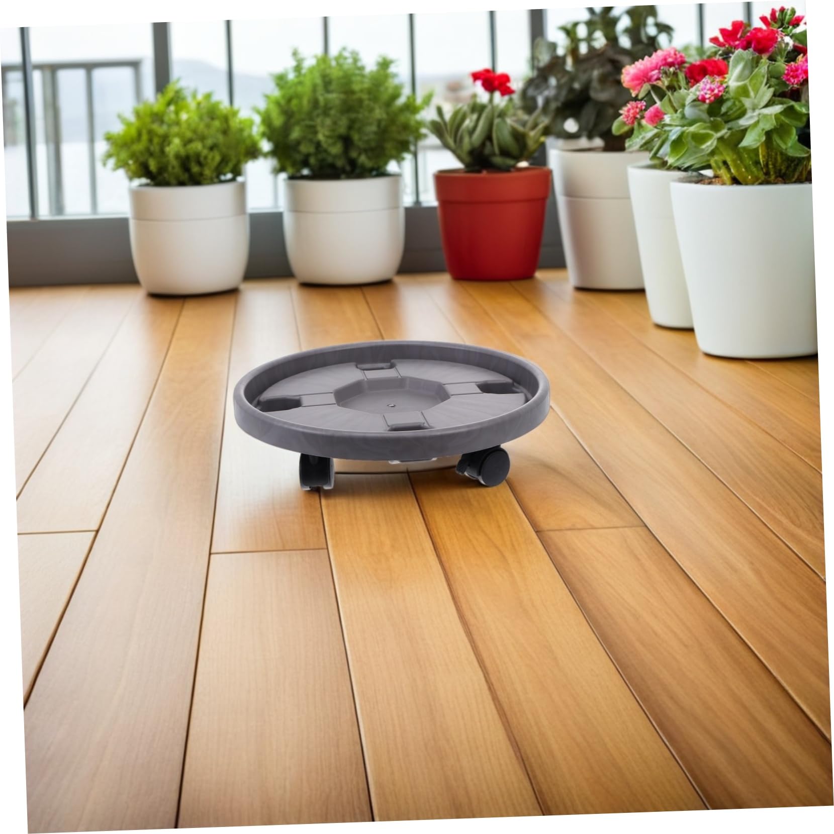 2pezzi Sottovaso con Ruote in Plastica Spessa Portavaso Mobile per Grandi Fioriere con Ruote Girevoli Frenabili Vassoio per Piante da con Base Ritenzione Idrica