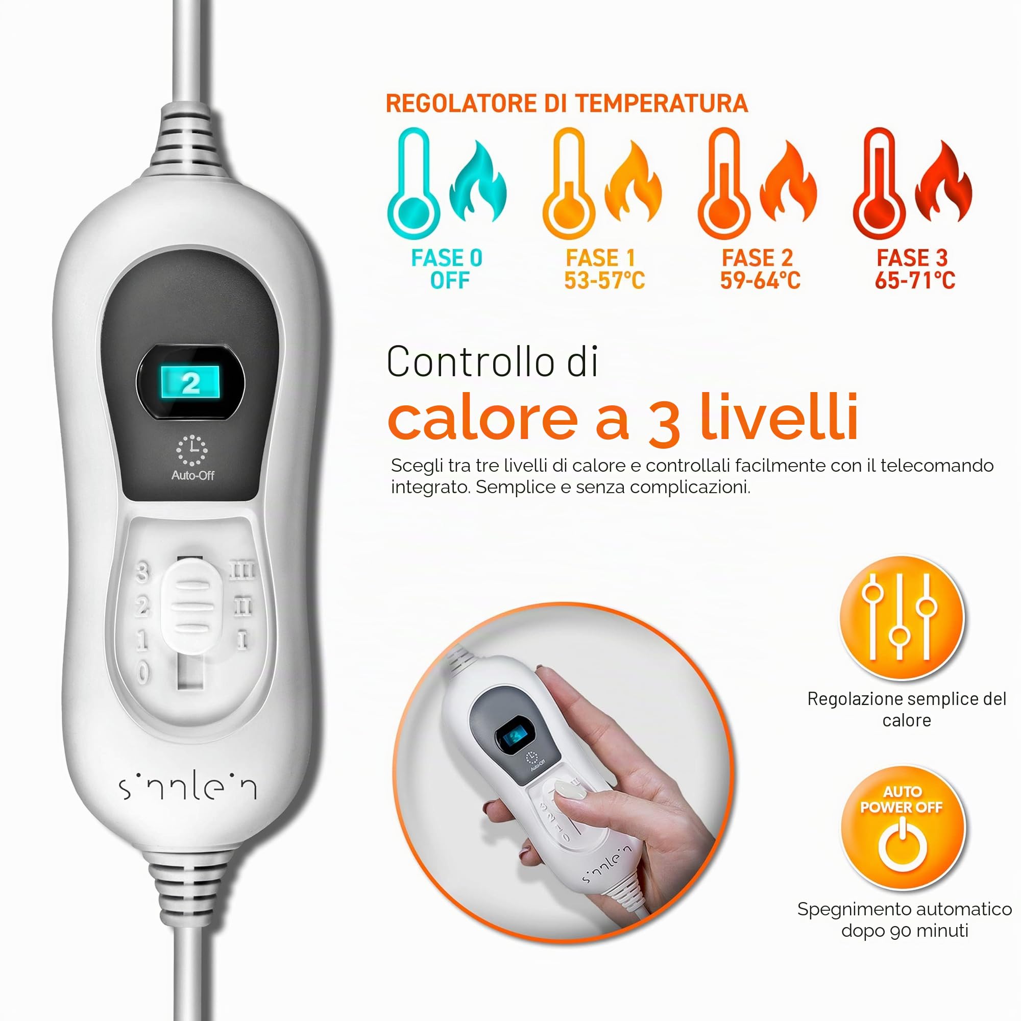 sinnlein Termoforo Elettrico per Cervicale e Spalle | Cuscinetto Riscaldante con 3 Impostazioni di Temperatura e Spegnimento Automatico | Cuscino Riscaldante con Spegnimento Automatico e 100W (Grigio)