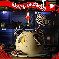 Vista 3 de MTLEE Vela con Número de Cumpleaños de Coche de Carreras Decoración de Pastel con Temática de Coche de Carreras Suministros de Cumpleaños