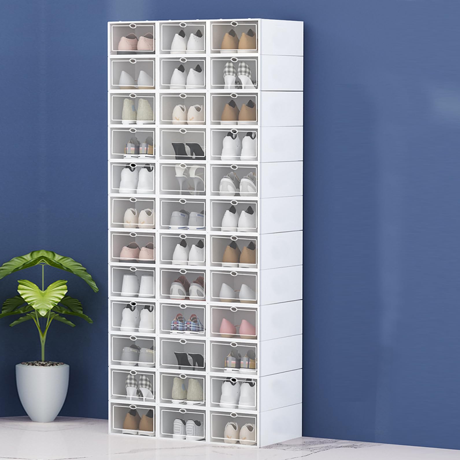BESTYASH 6 pezzi Scatole Scarpe Trasparenti Plastica da Contenitori Impilabili Cassetto per Armadio Organizer Scarpe Stabile e