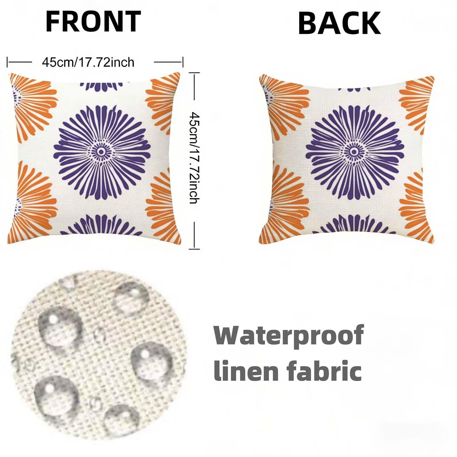Juego de 2 Funda Cojin 80x80 Blanco,Cuadrada Impermeable Fundas Cojines Geometría Lino Impresión a Doble Cara con Cremallera Oculta,Apto para Todas las Estaciones Funda Almohada para Sofá Salón X-255