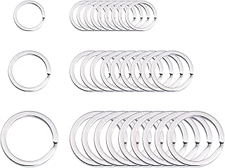 Fuyamp 30 Pieces Key Ring Key Fobs, Round Split Rings Key Chain Metal Key Rings for Crafts Key Rings Hoop for Home Car Keys Organization 3 Sizes（3/4 Inch, 1 Inch and 1.25 Inch）- Silver