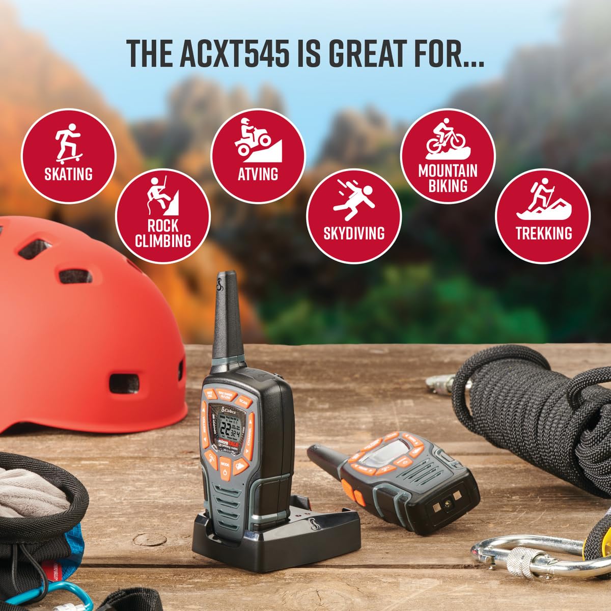 COBRA ACXT545 Walkie Talkie - 28 Mile Range, 22 Channels, Black - Outdoor Enthusiasts — view 6