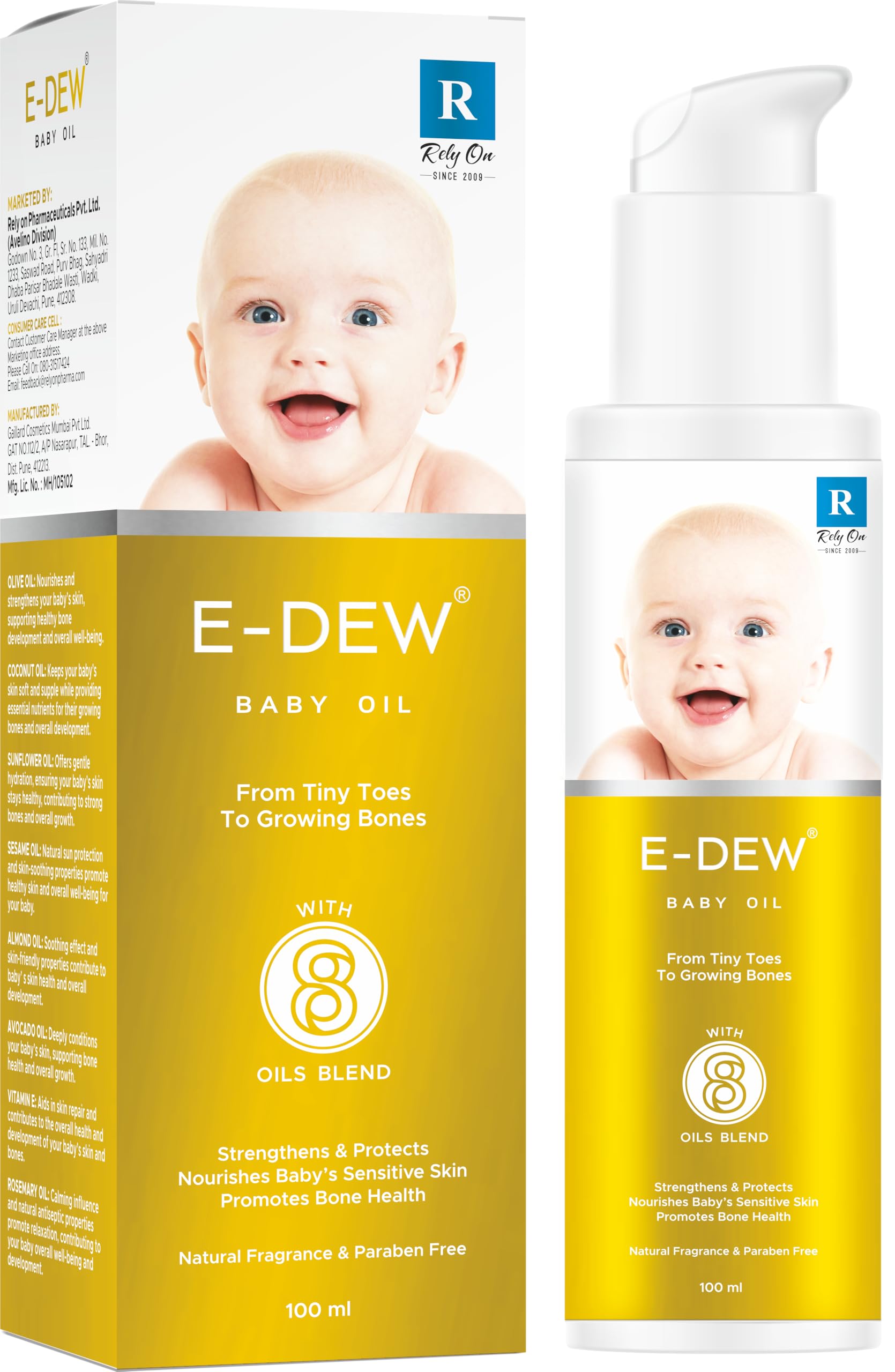 Baby Oil with 8 Oils Blend, Nourishes Sensitive Skin, Promotes Bone Health, Paraben Free, 100 ml-image-7