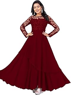 maroon colour party wear dress