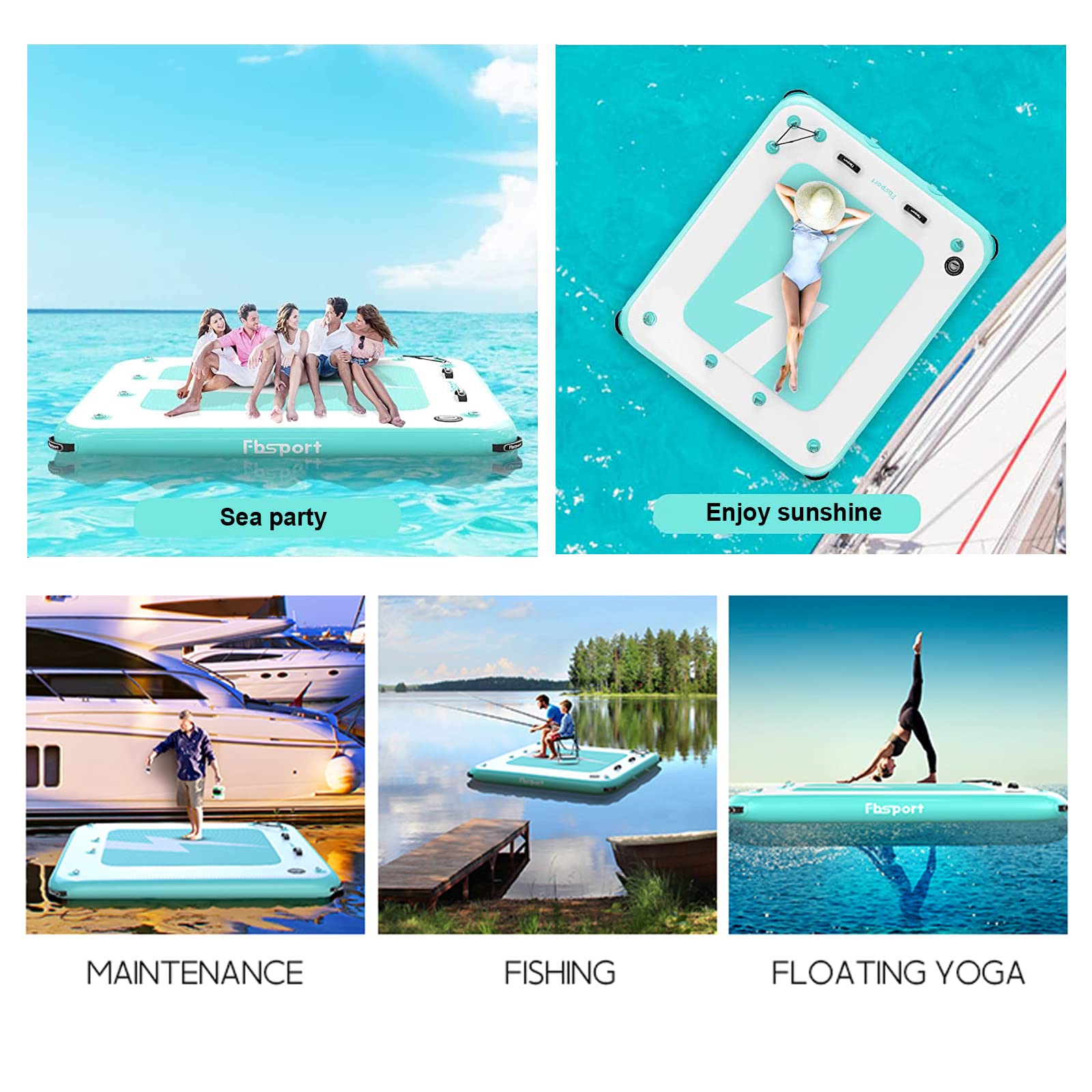 Aufblasbare Dock Schwimmende Plattform Aufblasbare Wasserhängematte, Multi Personen Aufblasbares Schwimmdock Swim Deck mit Non Slip Oberfläche und Tragetasche, Wasser Plattform für Strand See Pool