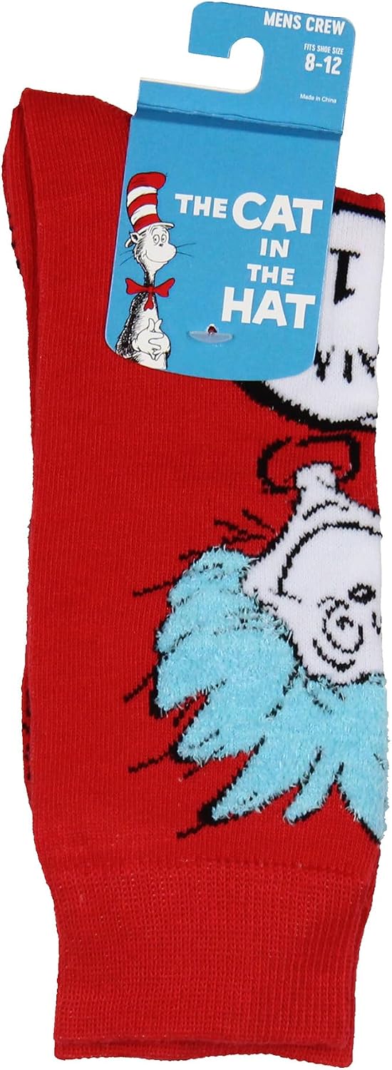 Bioworld Dr. Seuss Cat In The Hat THING ONE THING TWO Mid Calf Crew Socks