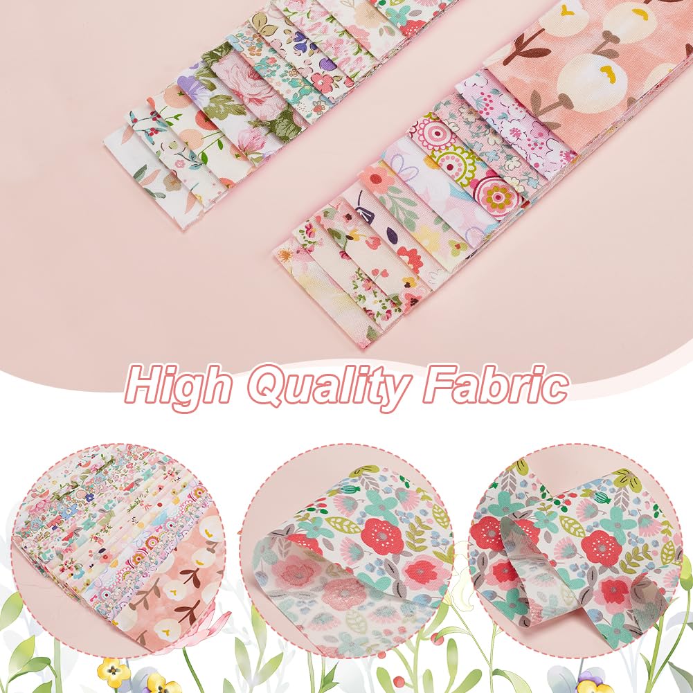 40 Jelly Roll Stoffstreifen - Baumwolle Blumenmuster 1m X 6,5cm